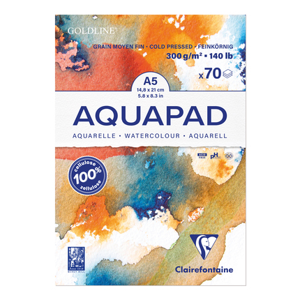 Clairefontaine Aquapad A5 300g Aquarellblock Goldline