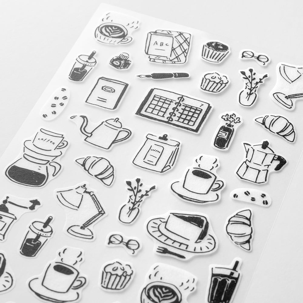 Midori Monotone Cafe Sticker - 2 Sheets