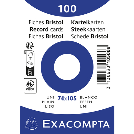 Exacompta Karteikarte A7 Blanko - 100 Stück