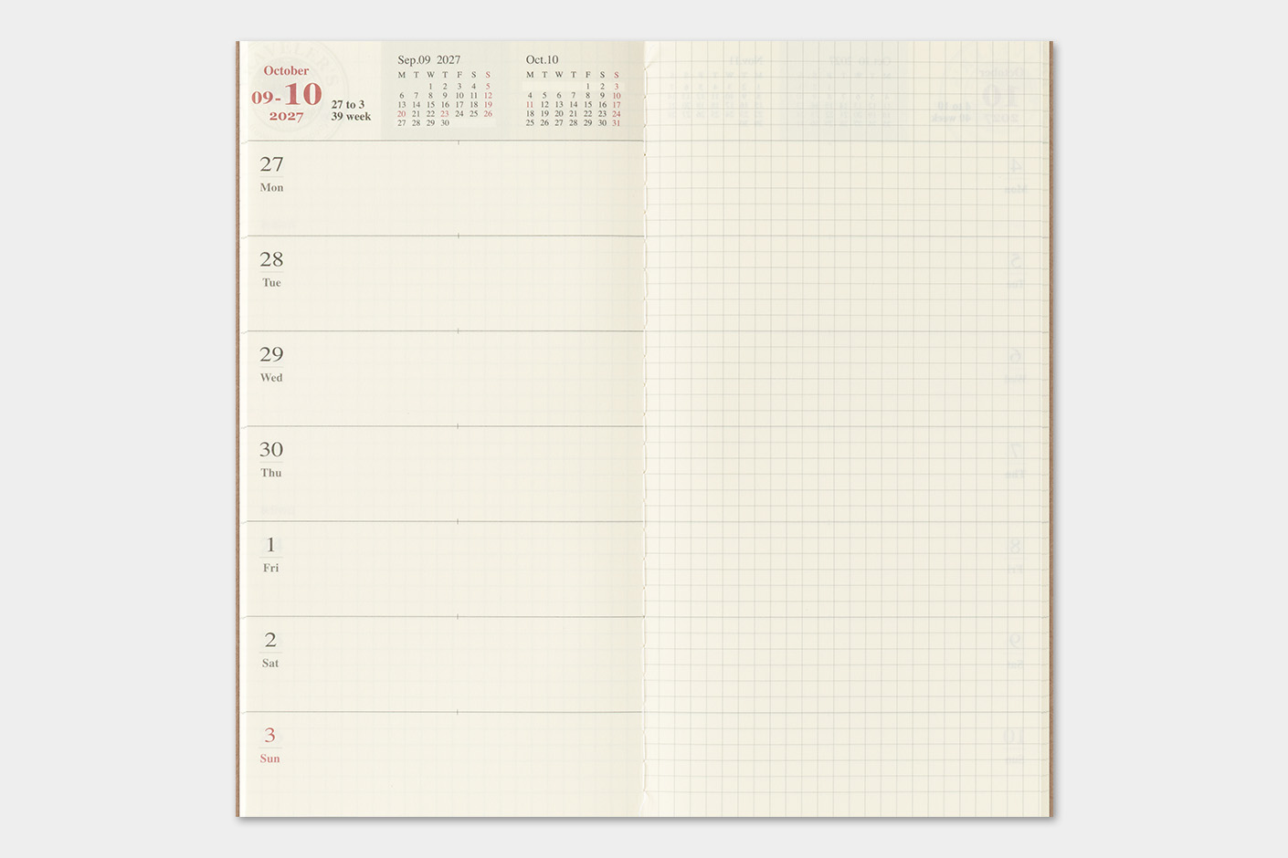 Traveler`s Company 2027 - Weekly plus Memo Refill Regular Size