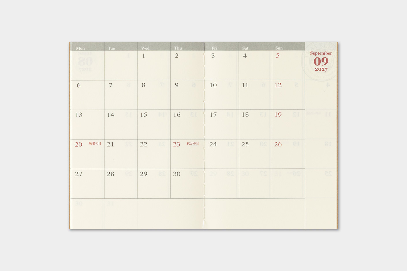 Traveler`s Company 2027 - Monthly Diary Refill Passport Size