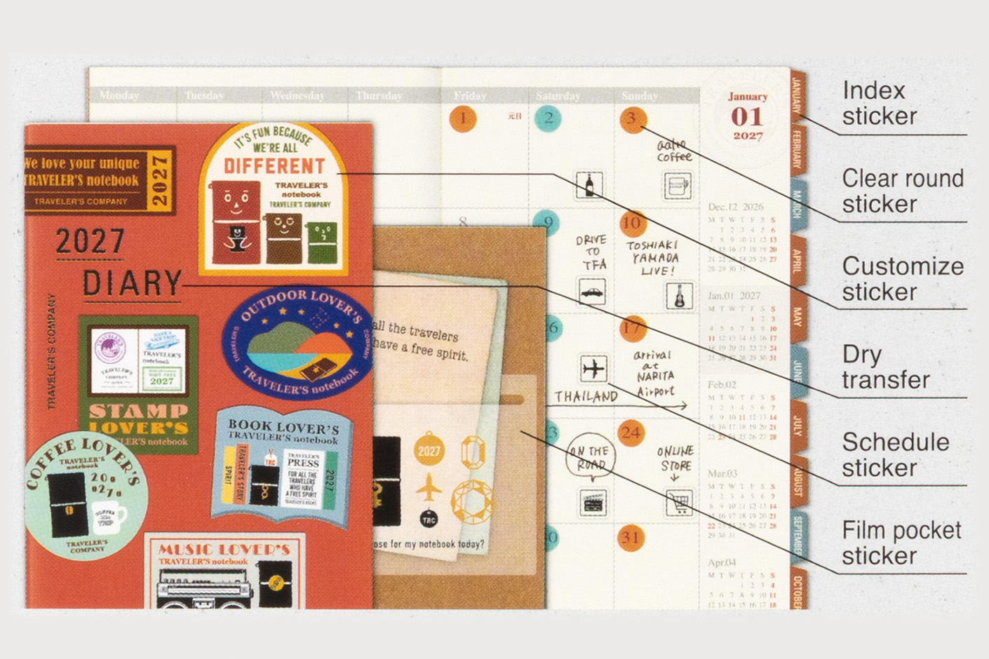 Traveler`s Company 2027 Customized Sticker Set