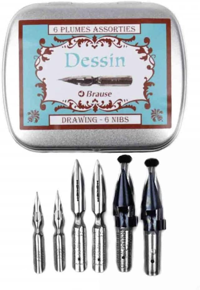 Brause - Box mit 6 Schreibfeder "Drawing"
